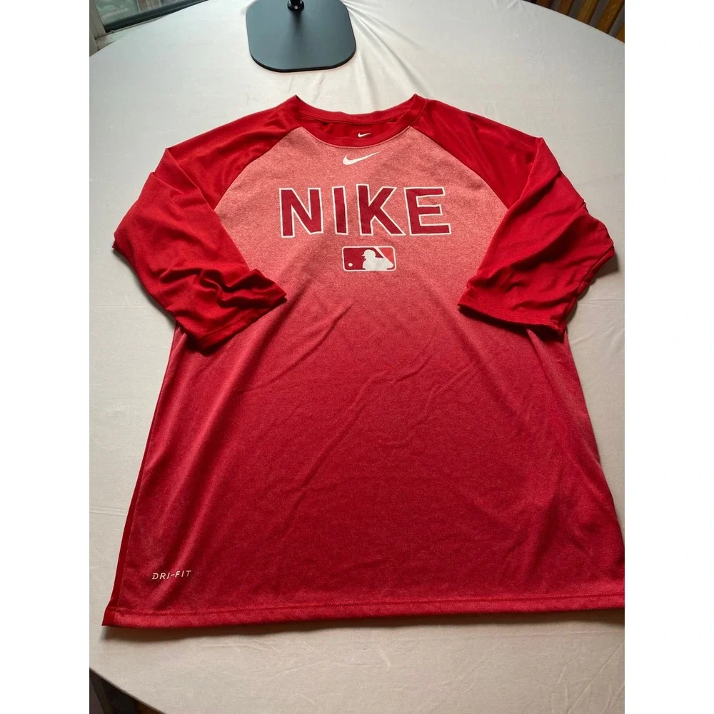 Nike Dri-FIT MLB Baseball 3/4 Sleeve T-Shirt Mens Large Red Heather 909842-687